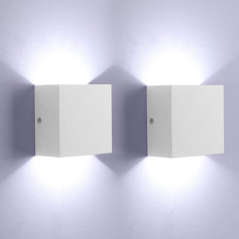 Glighone 2 Pcs LED Wall Lights Up Down Modern Aluminum 6W 6000K Cool White