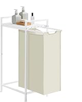 VASAGLE Laundry Basket Hamper with Shelf 47 L 42 x 28 x 75 cm Cream White view 1