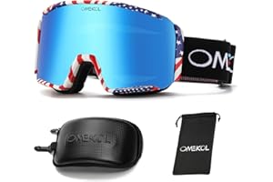 OMEKOL Double Layers Anti-Fog Ski Goggles OTG For Men Women Snowboard Glasses