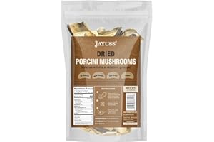 JAYUSS Dried Porcini Mushrooms Wild Sun Dried Porcini Mushrooms New Season All Natural Great for Creamy Risotto Hearty Soups Savory Sauces 3 Oz
