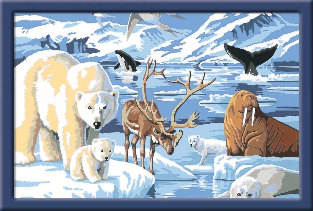 Ravensburger CreArt 28909 - Animals of the Arctic - Painting by Numbers for Children from 11 Years, Painting Set with Frame, Brush and Acrylic Paints, Gift for Girls and Boys