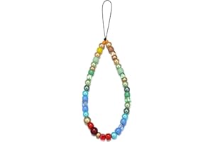 S.J JEWELRY Beaded Charm Colorful Lanyard Crystal Pearl Strap Handmade Wristlet Cell Phone Accessories
