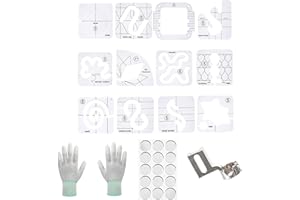Sowiichi 16pcs Free Motion Quilting Rulers and Templates Set, Includes 11pcs Quilting Templates, Low Shank Ruler Foot, Quilti