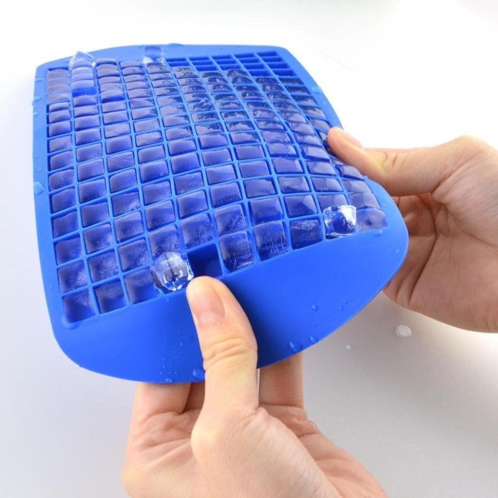 Vacally 160 Small Ice Cubes Frozen Cube Silicone Square Shaped Tray Mould Tiny Tool For Bar Pudding ，Cool Drinks, Whiskey, Wine. Great for Food Decorations (Blue)