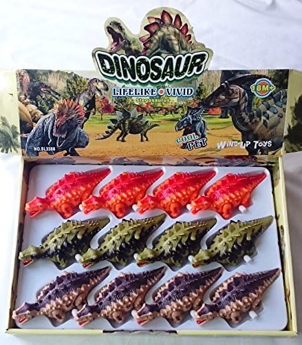 Box of 12 pcs Wind Up Stegosaurus Dinosaur Cool Pet LIFELIKE VIVID Toy Party Bag Filler