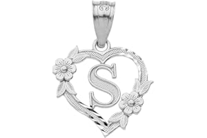 CaliRoseJewelry Sterling Silver Initial Heart Pendant for Women - Letter Pendant for Women
