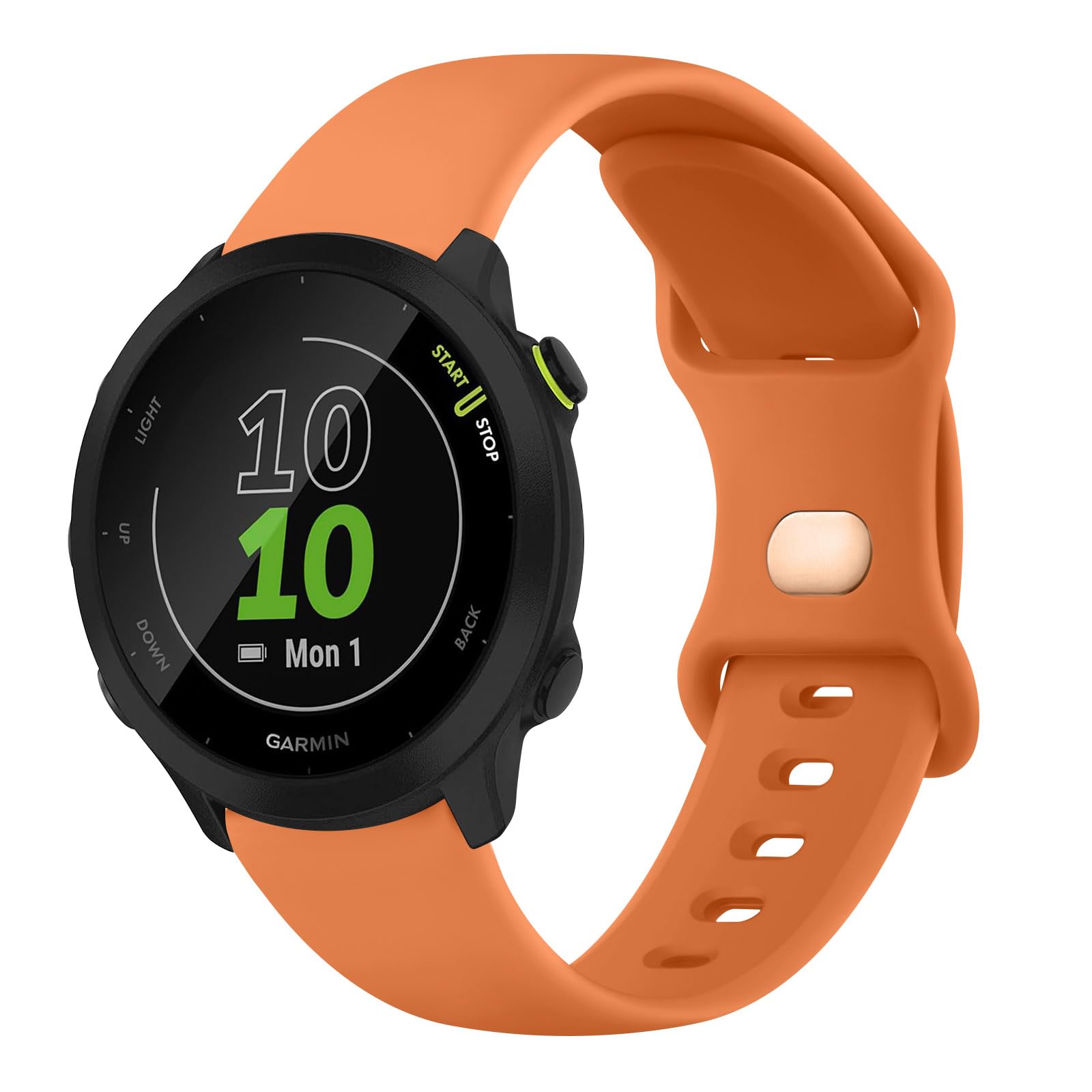 Mugust 20mm Soft Silicone Replacement Watch Band for Garmin Forerunner 55/645/245/Garmin Venu 2 SQ (Orange)