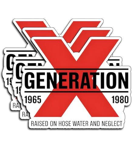 Generation X Stickers 2-Pack - 1965-1980 Nostalgic Decals For Laptops & Water Bottles
