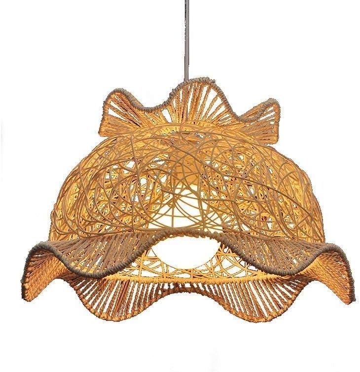 Chandelier Perfect Chandelier Rural Cane Art Handmade Simple Restaurant Bedroom Restaurant Wave Cap E27 (Color : Brown)