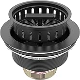 BOTEMY B9171 Black Kitchen Sink Drain Kit 3 1/2 Strainer With Stainless Steel Stopper Assembly Basket Fit Standard Drain Hole