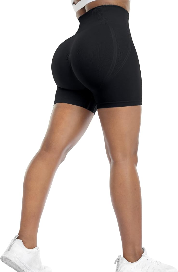 YEOREO Seamless Scrunch Workout Shorts for Women High Waisted Butt Lifting  Gym Yoga Biker Shorts Black XS at Amazon Women's Clothing store