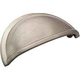Amerock 3" Cup Pulls Satin Nickel Drawer Pull | 3 inch (76mm) Center-to-Center Mounting Distance and 3-7/16 inches Overall Length, Durable Zinc Cabinet Hardware
