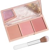 3-in-1 Matte Powder Blush Palette with Pro Brush &ndash; Versatile Face Makeup Contour Kit for All Skin Tones &ndash; Long-Lasting, Blendable Cheek Color Trio &ndash; Travel Size for Natural Beauty