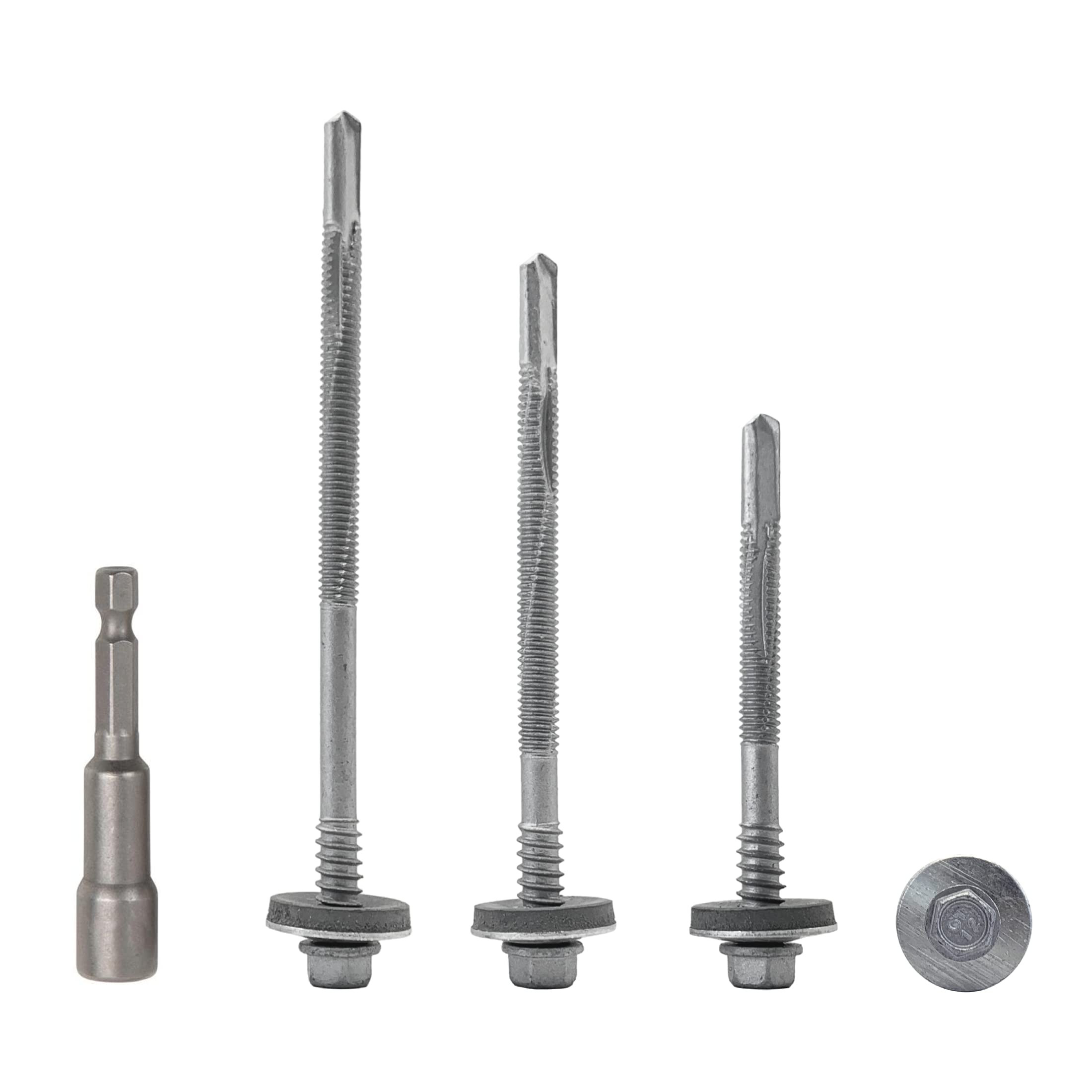 (Pack of 80 pcs) Hex Head Self Drilling 5.5 x 110 mm Screws With EPDM Washers for Fixing Sandwich Panels (80, 5.5 x 110 mm)