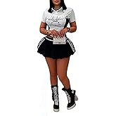 Two Piece Sets for Women Summer Casual Short Sleeve Crop Tops Tennis Mini Skirt Skort Set