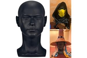 FFXS Male Mannequin Head Bald Wigs Head Dissplay Doll Head Stand Wig Display Stand Manikin Head for Display (Matt Black), Male3-Matt Black