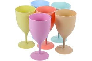 jojofuny 6pcs Macaron Color Stemmed Juice Glasses 380ml Multi-use Cocktail Cups for Parties and Random Color
