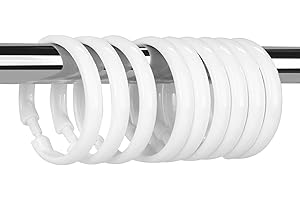Qulable 12 Packs Circular Shower Curtain Rings, Plastic Curtain O Rings Hooks for Bathroom, Glide Easily on Bathroom Shower Rod (White)