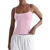 SOLY HUX Women's Basic Camisole Top Summer Spaghetti Strap Slim Fitted Crop Cami Shirts