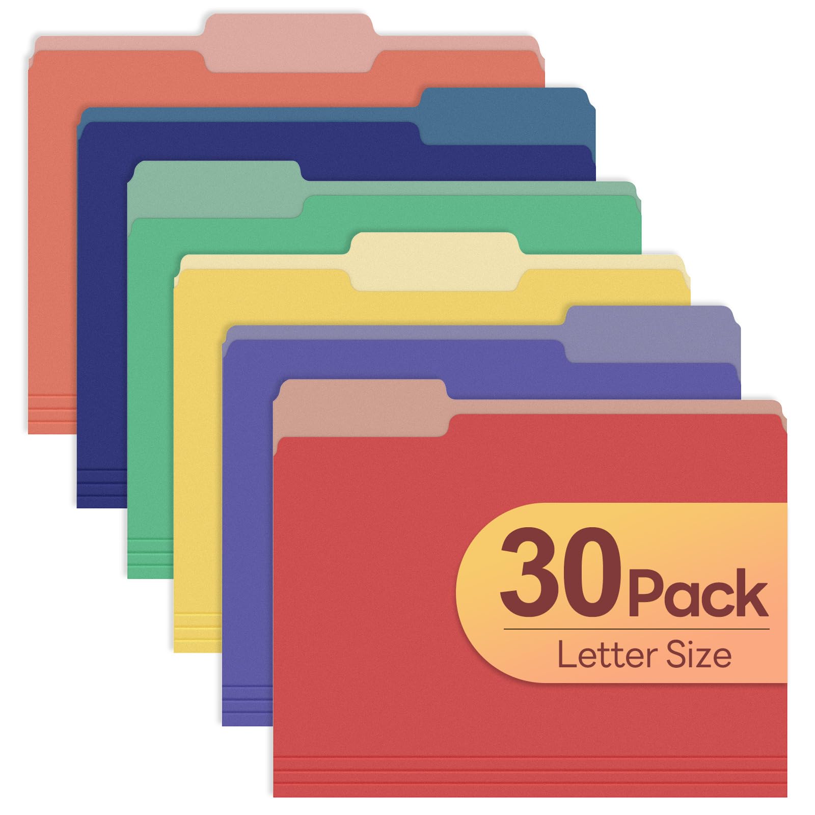 Photo 1 of Piasoenc Color File Folders Set of 30, 1/3 Cut Tab, Letter Size Folder for 8.5 x 11 Documents Files, Assorted 6 Colors Filing for Office School Business