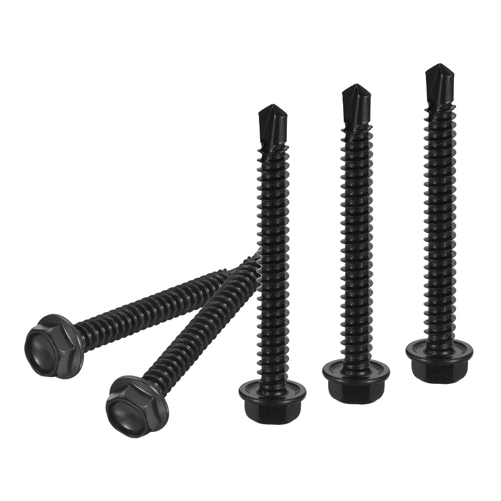 DTGN #14x2-1/4" Hex Washer Head Self Drilling Screws - 25Pack - Good for Machine - 410 Stainless Steel Black Oxide - Self Tapping Sheet Metal Screws — image 1