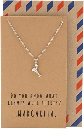 Amazon Com Quan Jewelry Happy 30th Birthday Margarita Glass Necklace Party Themed Senorita Pendant Funny Quotes Birthday Cards 16 In To 18 In Clothing