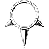 Melighting Spike Septum Ring 16G Septum Jewelry Hoop Stainless Steel 316L Cartilage Earring Hinged Spike Daith Piercing Jewelry for Women