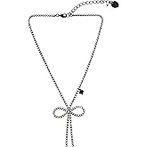 Betsey Johnson Womens Rhinestone Bow Pendant Necklace