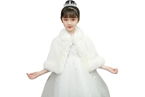 Icegrey Girls Princess Faux Fur Winter Wraps Shawl Kids Bolero Cardigan Dress Coat Wedding Party Dress Up