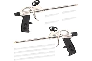 Hromee Professional Grade 7.5 Inch Heavy Duty Spray Foam Dispensing Gun with Non-stick teflonized basket and needle valve, Bead Adjustment Valve, 2PACK BLack