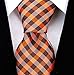 Scott Allan Men's Brown and Orange Tie | Standard Size Adult Woven Necktie | Gingham Pliad ORANGE Necktie for Him
