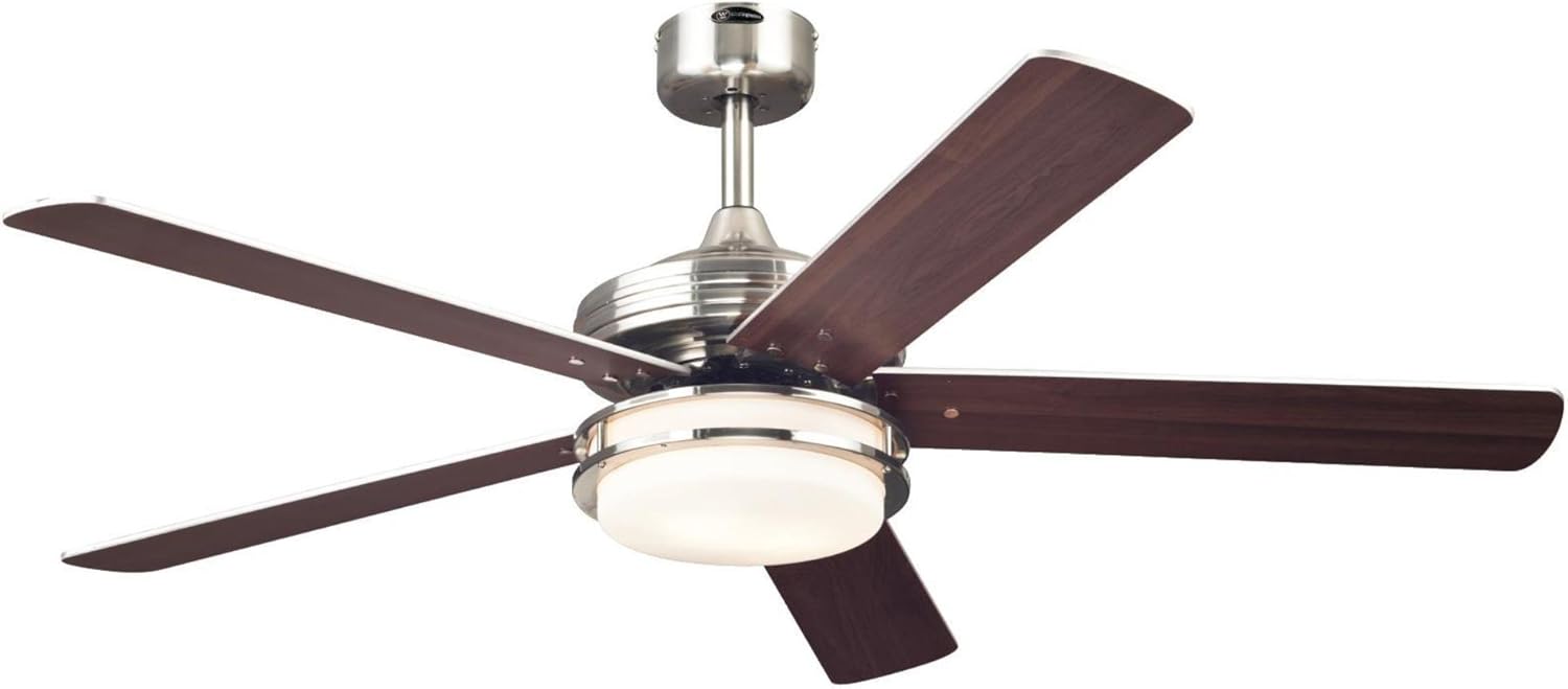 Westinghouse Lighting 7209100 Castle 52-inch Brushed Nickel Indoor Ceiling Fan, LED Light Kit with Opal Frosted Glass