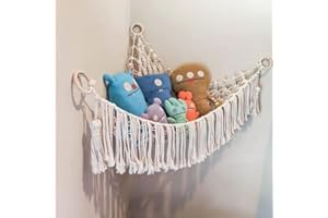 XUANZHI Stuffed Animal Toy Hammock Hanging Large Macrame Toy Hammock Organizer Pet Net for Stuffed Animal Display Corner Plus