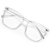 MACJERO Oversized Square Blue Light Blocking Glasses for Women Men, Anti-Fatigue Computer Monitor Gaming Glasses Reduce Eye Strain(transparent)