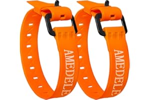 AMEDELE 2 Pack Lashing Straps with Buckles,Adjustable Utility Tension Straps,Simple Tie-Downs Straps for Securing Bike Moto Luggage,Garden Hoses,Skis,Wires and Cables,Orange,14"