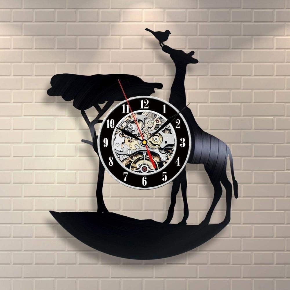 Diahitf Jirafa Vinyl Record Reloj de Pared Diseño Moderno Decoración