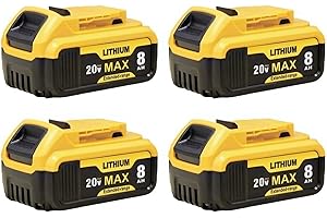 TOVLVTA 4-Pack 8000mAh Replace for Dewalt 20V Max Battery Compatible with Dewalt 20V Cordless Power Tools Replacement Lithium-ion Batteries for DCB201 DCB200 DCB205 DCB207 DCB206 Cordless Tools
