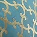 CaliTime Pack of 2 Throw Pillow Covers Cases for Couch Sofa Home Decoration Modern Quatrefoil Geometric Trellis Chain 18 X 18 Inches Teal/Gold