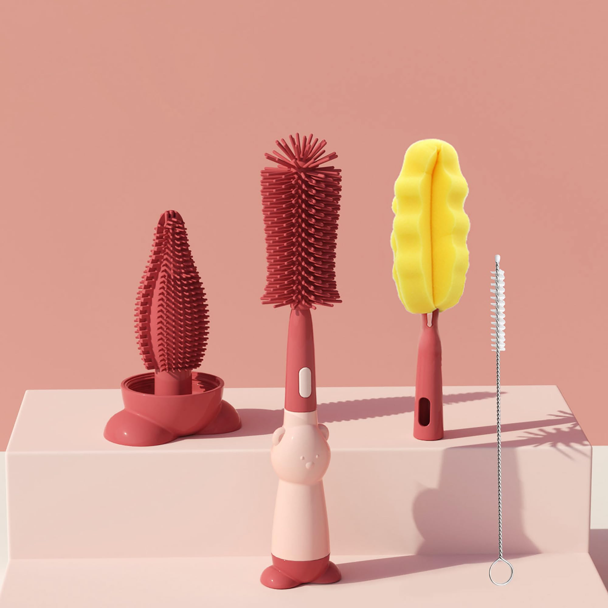 Oruiiju 3-in-1 Silicone Bottle Brush, BPA-Free, Durable and Scratch-Free, Bottle Brush and Teat Brush