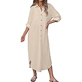 Bsubseach Swimsuit Coverup for Women 2026 Casual Dresses Button Down Beach Dress Long Kimonos Cardigans with Pockets