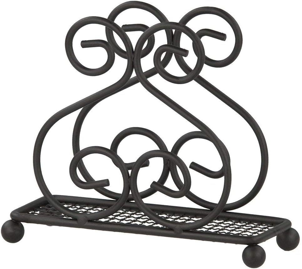Home Basics Scroll Collection Steel Napkin Holder, Freestanding Tissue Dispenser Organizer for Kitchen Countertop, Durable, Sturdy, Home Décor, Black: Kitchen & Dining