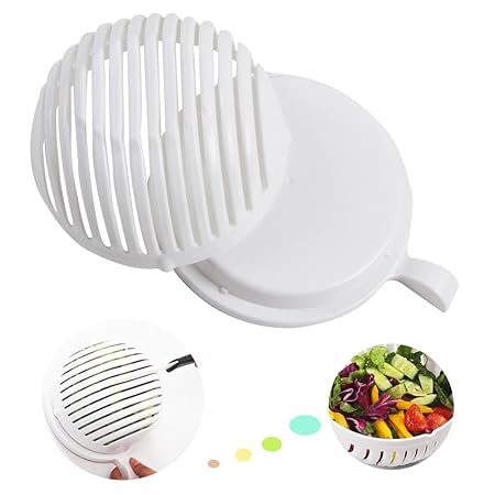 Salatschneider Schlüssel Teilig Set Sieb Salatschleuder, Salad Bowl Cutter Maker Gemüseschneider Schüssel, 3 in 1 , Obst Gemü