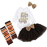 XFGLCK Newborn Baby Girl My 1st Thanksgiving Skirt Outfit Letter Print Romper Tutu Skirt Headband Infant Turkey Set