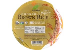 Minsley Cooked Brown Rice Bowl, 100 Percent Organic, Microwave Ready in 90 Seconds, 7.4-Ounce Bowls, Pack of 12