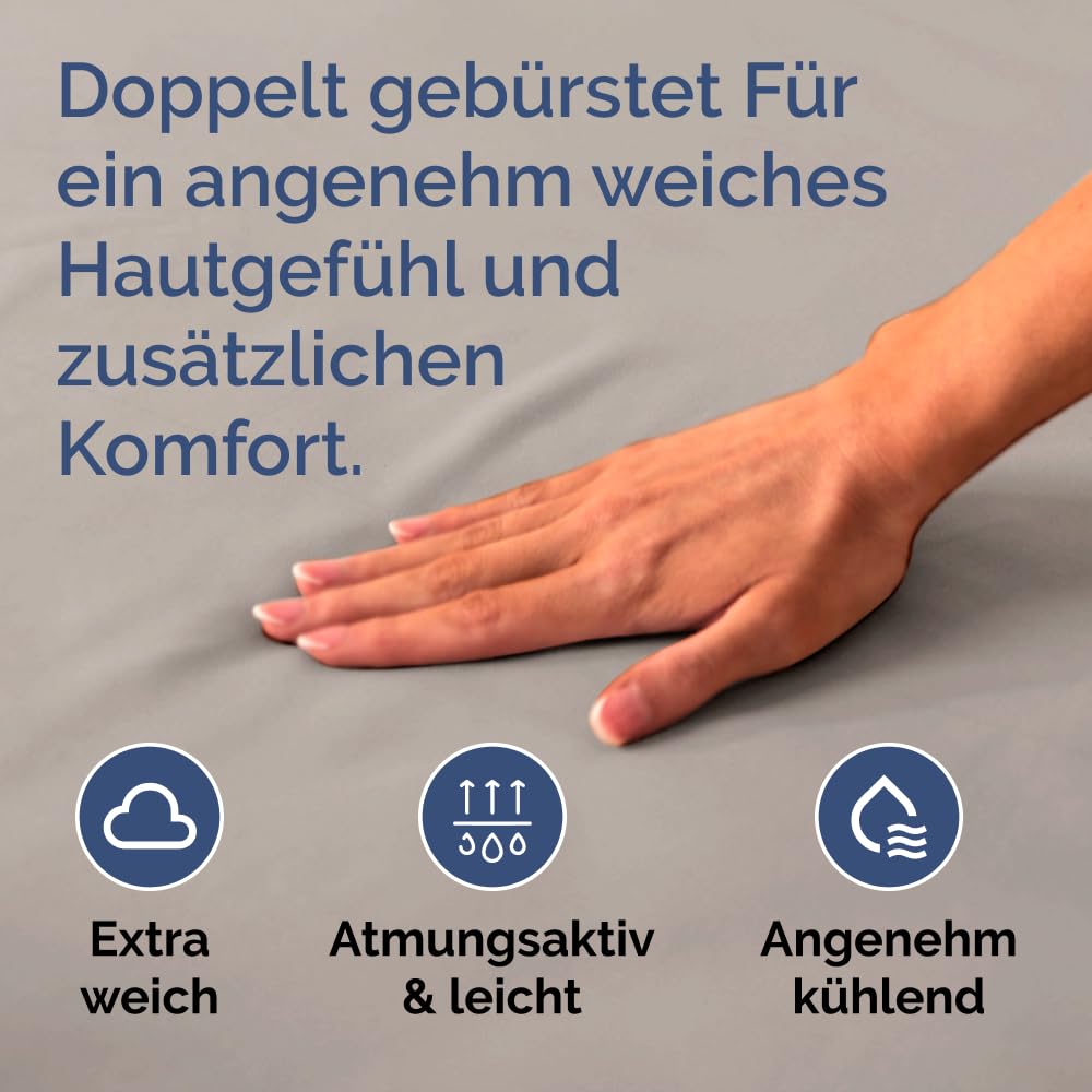 Spannbettlaken 140x200cm - Extra Tiefes Spannbetttuch für Matratzen bis 40 cm (16") Höhe - Weiche Gebürstete Polyester Mikrofaser - Knitterfrei, Schrumpf- & Farbbeständig - Oeko-TEX - Hellgrau 5