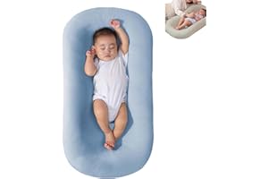 LBHGRMF Baby Lounger Pillow, Bionic Design Baby Nest Sleeper Baby Lounger for Newborn 0-24 Months, Soft Organic Cotton Breathable Lounger Pillow for Infants (Blue 0-24 Months)