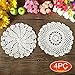 Elesa Miracle Handmade Round Crochet Cotton Lace Table Placemats Doilies Value Pack, 4pc, Mix, Beige/White, 7 Inch (4pc-7 Inch White)