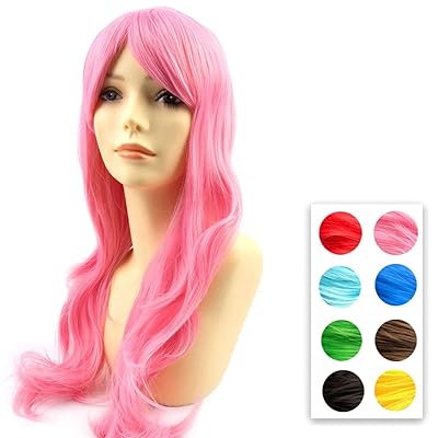 Pink Wig Long Natural Wavy Full Party Wig for Kuwait Ubuy