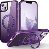 TOKVANZ Designed for iPhone 15 Case with 360° Rotatable Magnetic Ring Stand [Compatible Mag-Safe] [Military Grade Protection] Translucent Matte Phone Cases for Women Men 6.1'', Purple