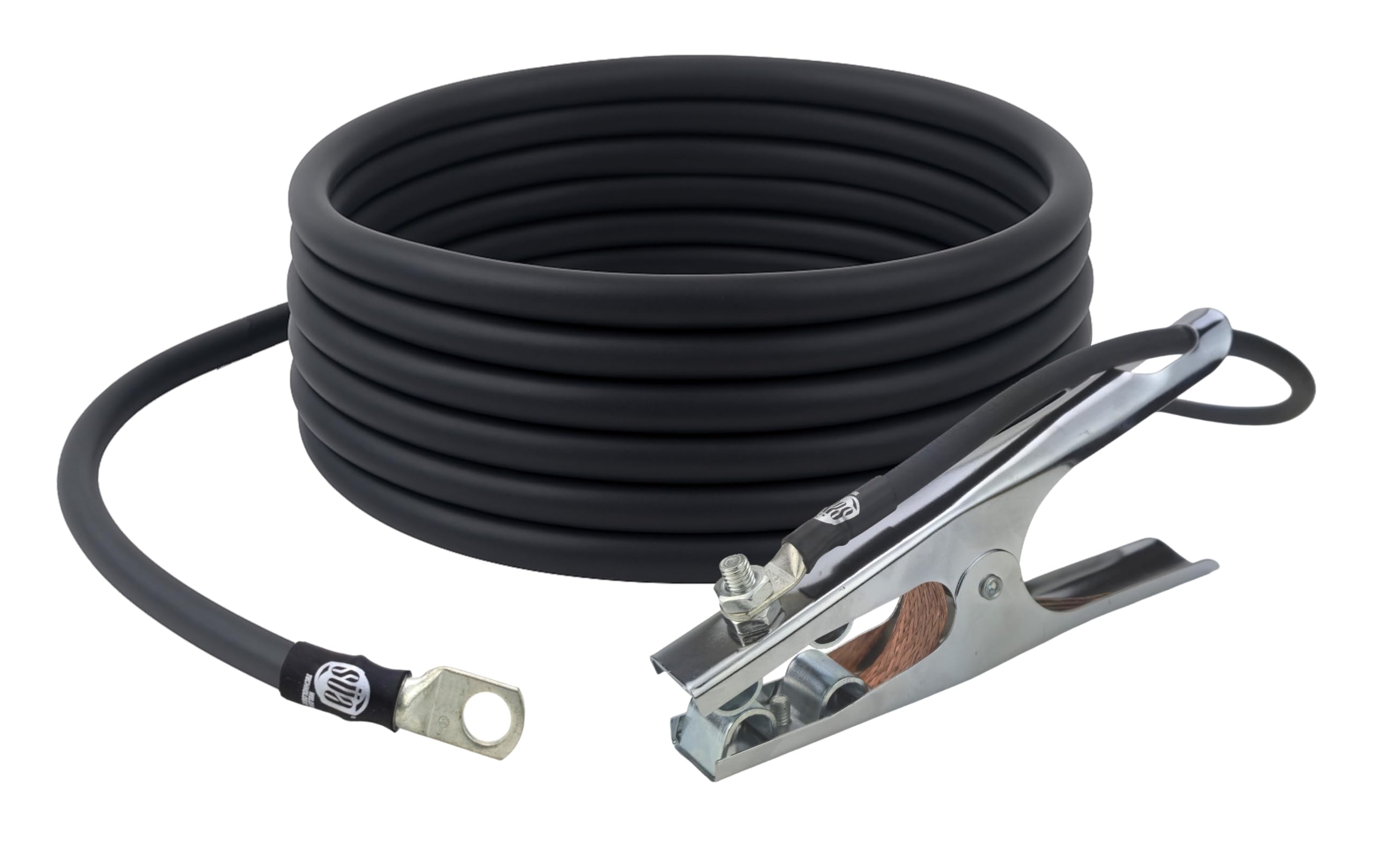 200 Amp Welding Ground Clamp Lead Assembly - Terminal Lug Connector - #2 AWG cable (15 FEET)